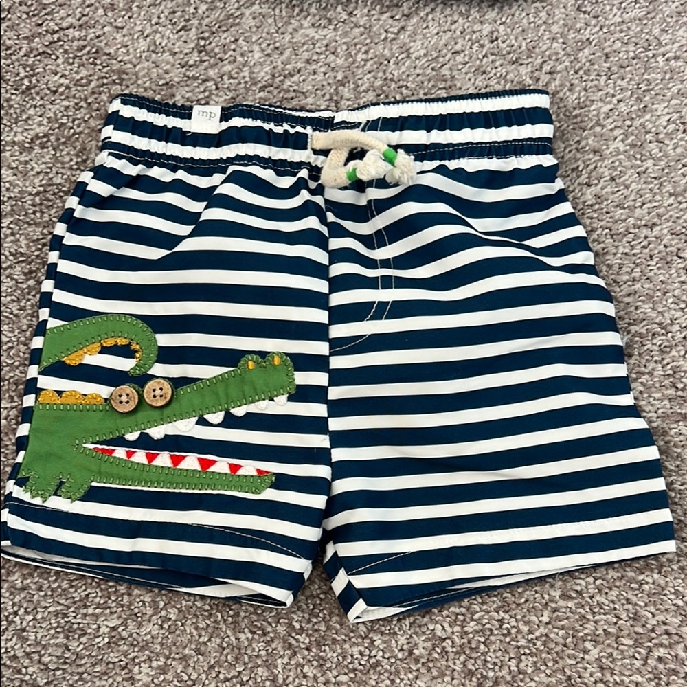 Mud pie Striped Kids Shorts with Crocodile Patch